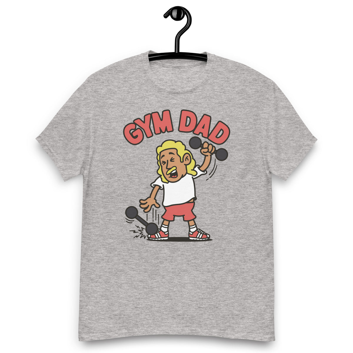 Gym Blond Hair Tan Skin Tone No-Glasses Long Moustache Dad T-Shirt