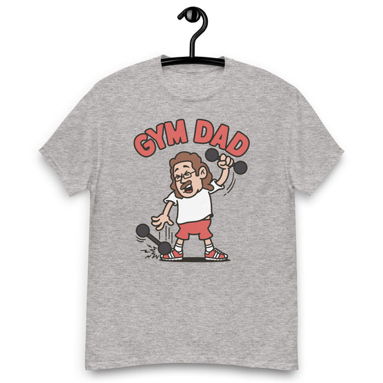 Gym Brown Hair Light Skin Tone Glasses Long Moustache Dad T-Shirt