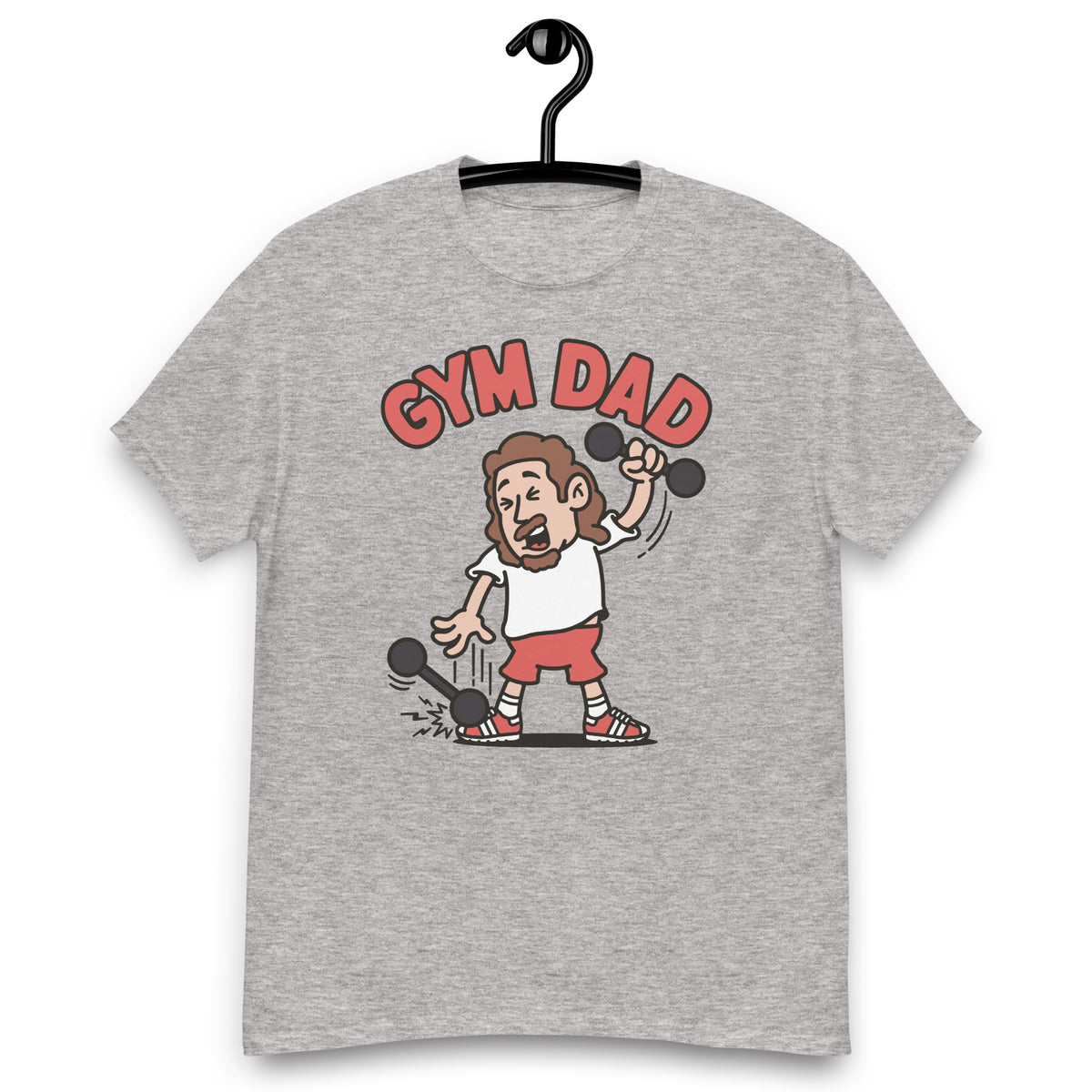 Gym Brown Hair Light Skin Tone No-Glasses Long Moustache & Chin Beard Dad T-Shirt