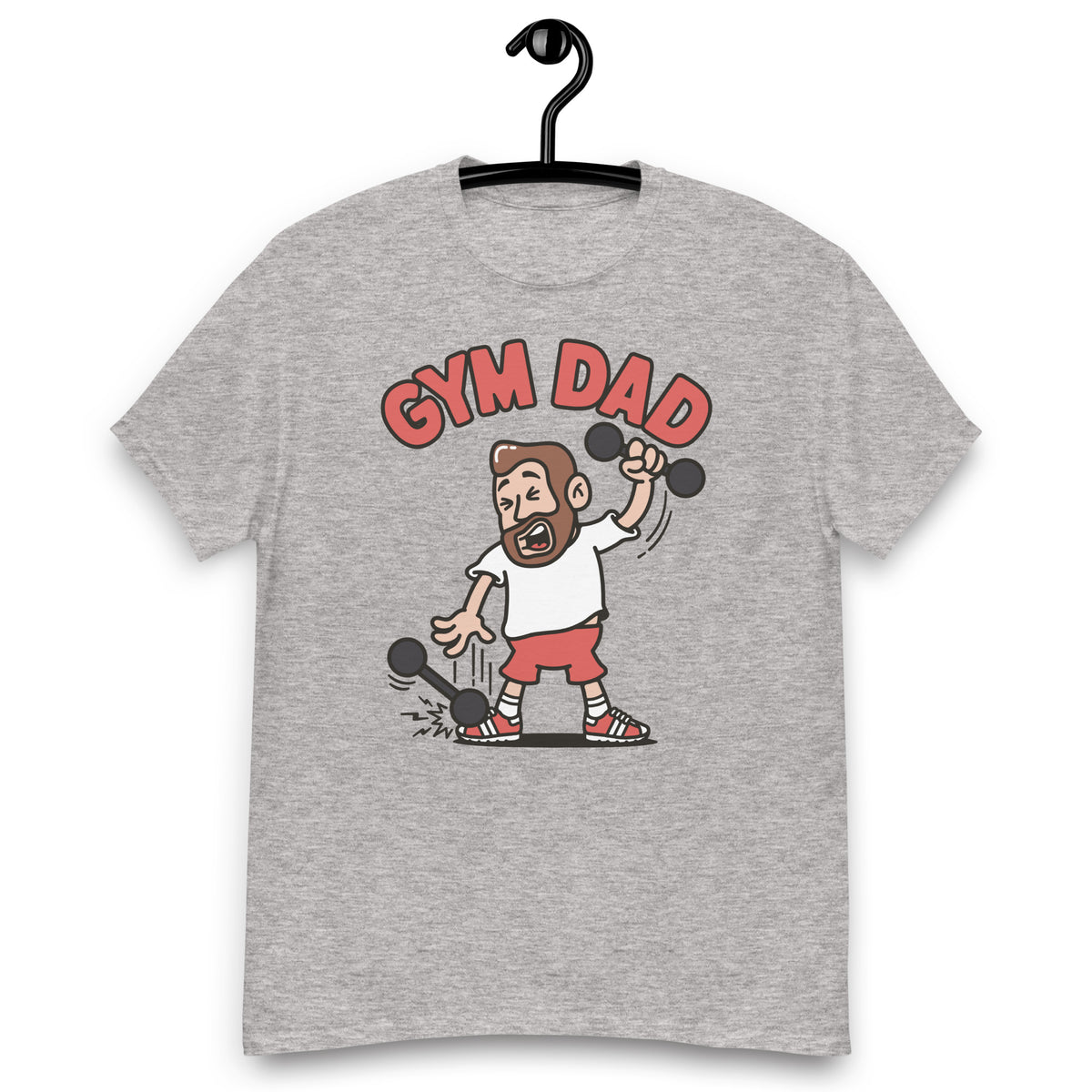 Gym Brown Hair Light Skin Tone No-Glasses Medium Beard Dad T-Shirt