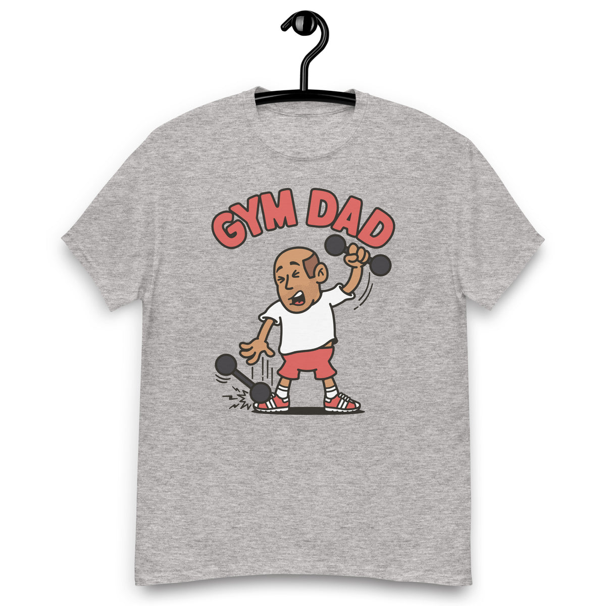 Gym Brown Hair Tan Skin Tone No-Glasses Bald Stubble Dad T-Shirt