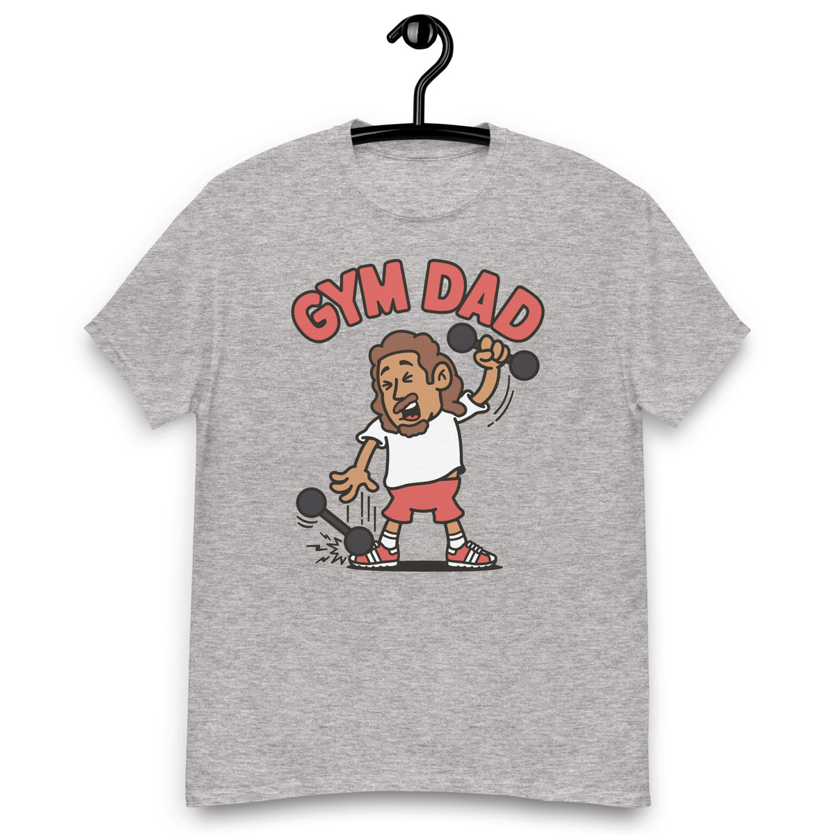 Gym Brown Hair Tan Skin Tone No-Glasses Long Moustache & Chin Beard Dad T-Shirt