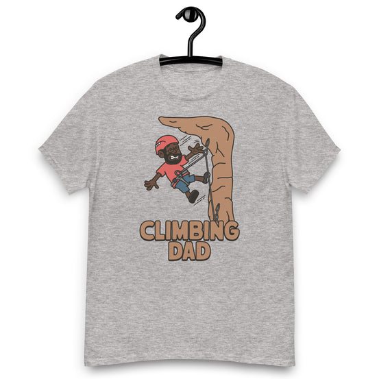 Climbing Black Hair Dark Skin Tone Glasses Beard Dad T-Shirt