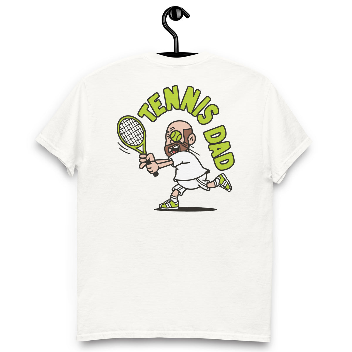 Tennis Brown Hair Light Skin Tone No-Glasses Bald Beard Dad T-Shirt