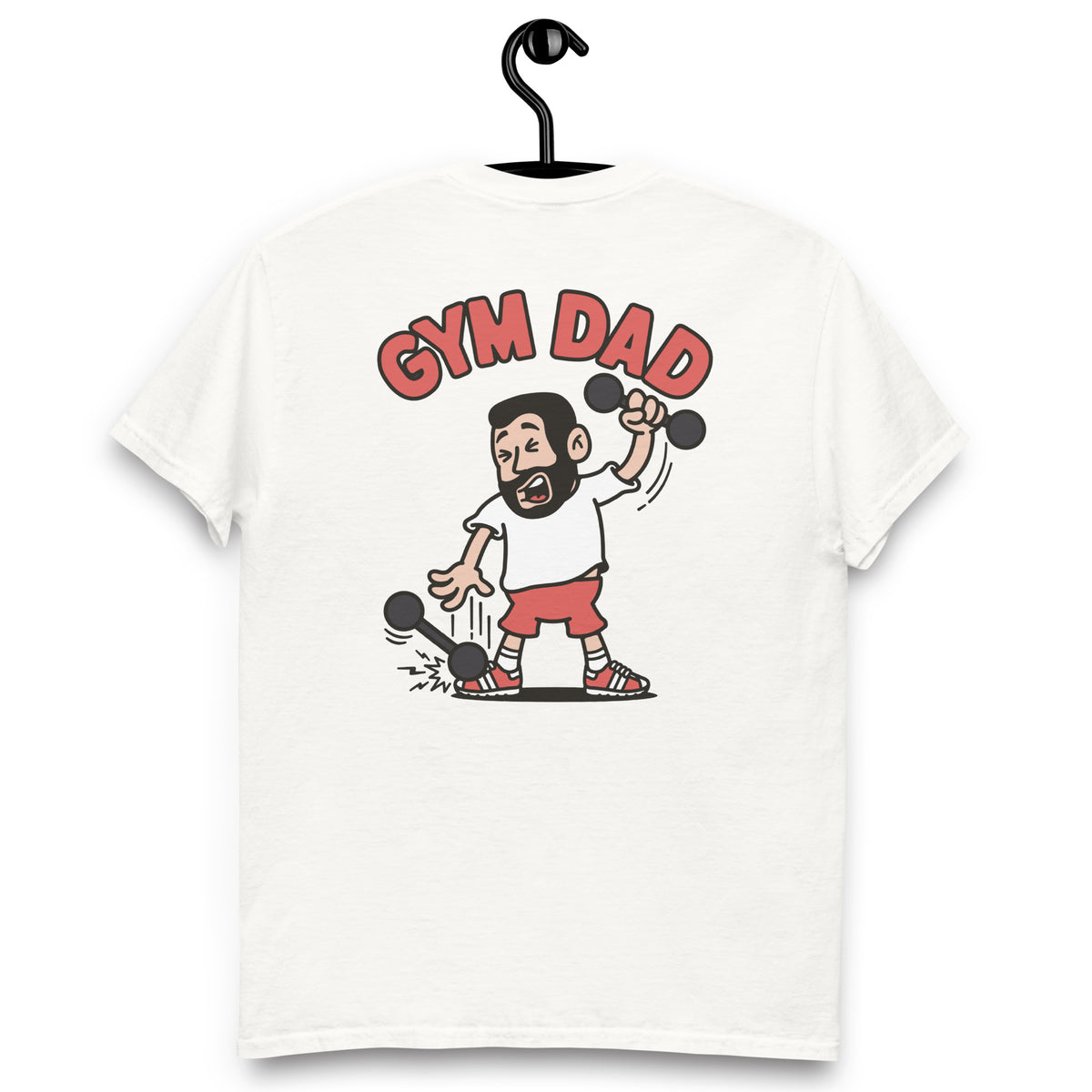 Gym Black Hair Light Skin Tone No-Glasses Short Beard Dad T-Shirt