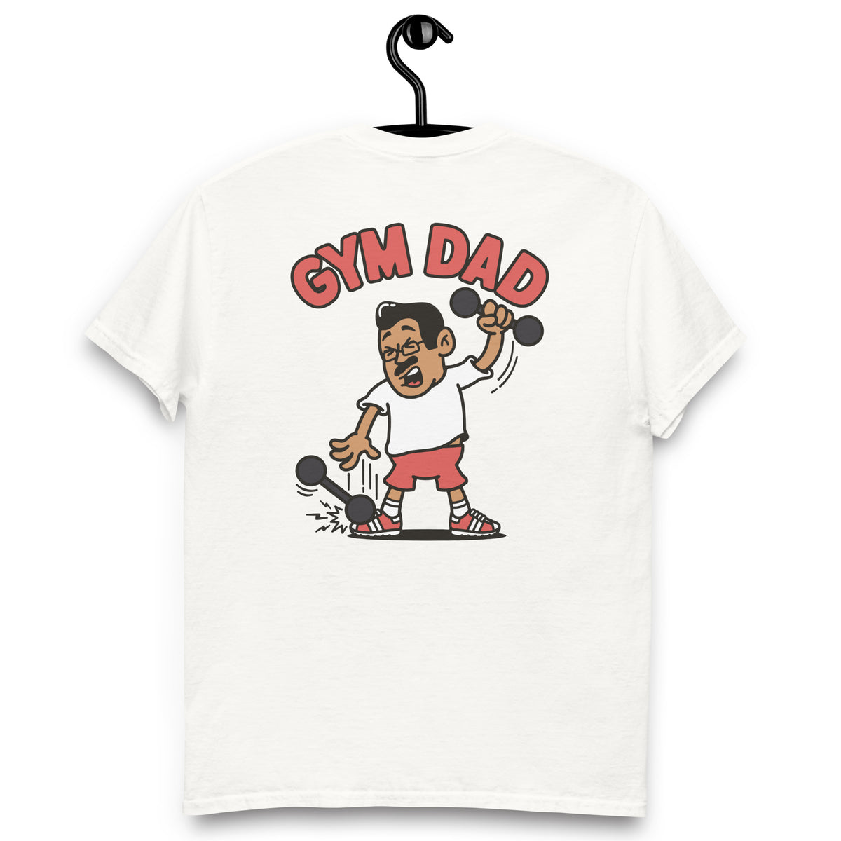 Gym Black Hair Tan Skin Tone Glasses Medium Moustache Dad T-Shirt