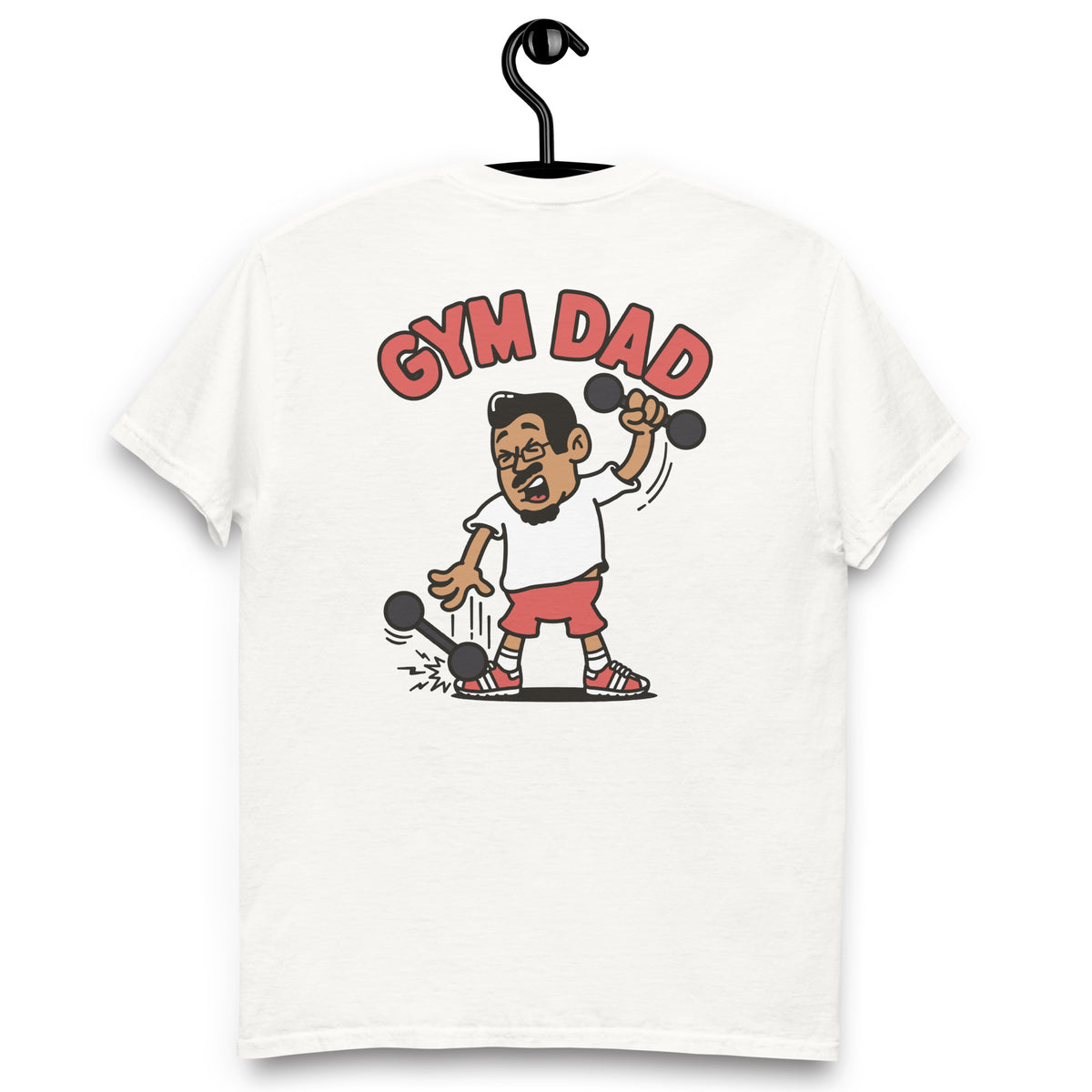 Gym Black Hair Tan Skin Tone Glasses Medium Moustache & Chin Beard Dad T-Shirt