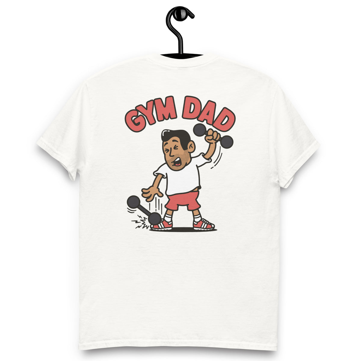 Gym Black Hair Tan Skin Tone No-Glasses Medium Stubble Dad T-Shirt