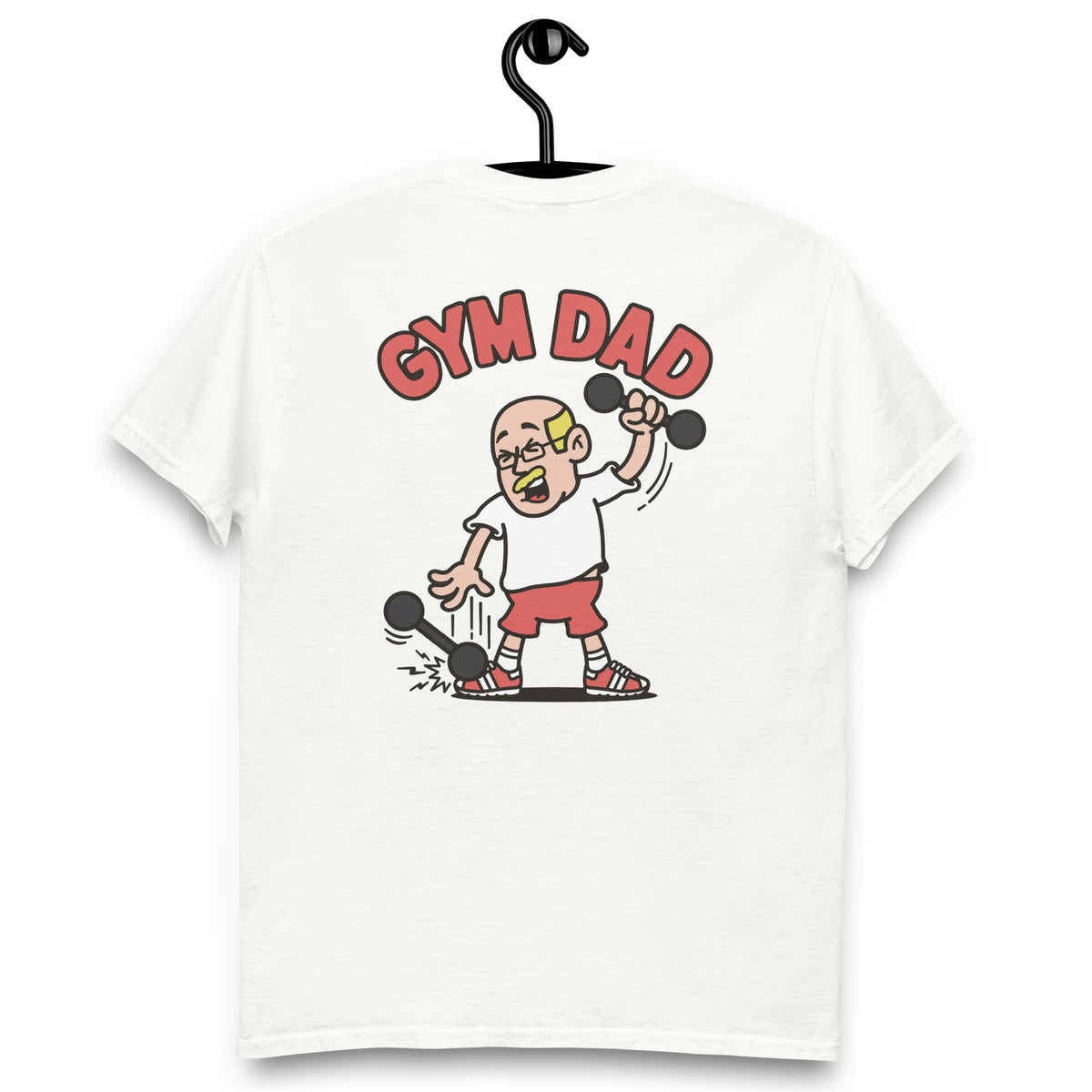 Gym Blond Hair Light Skin Tone Glasses Bald Moustache Dad T-Shirt