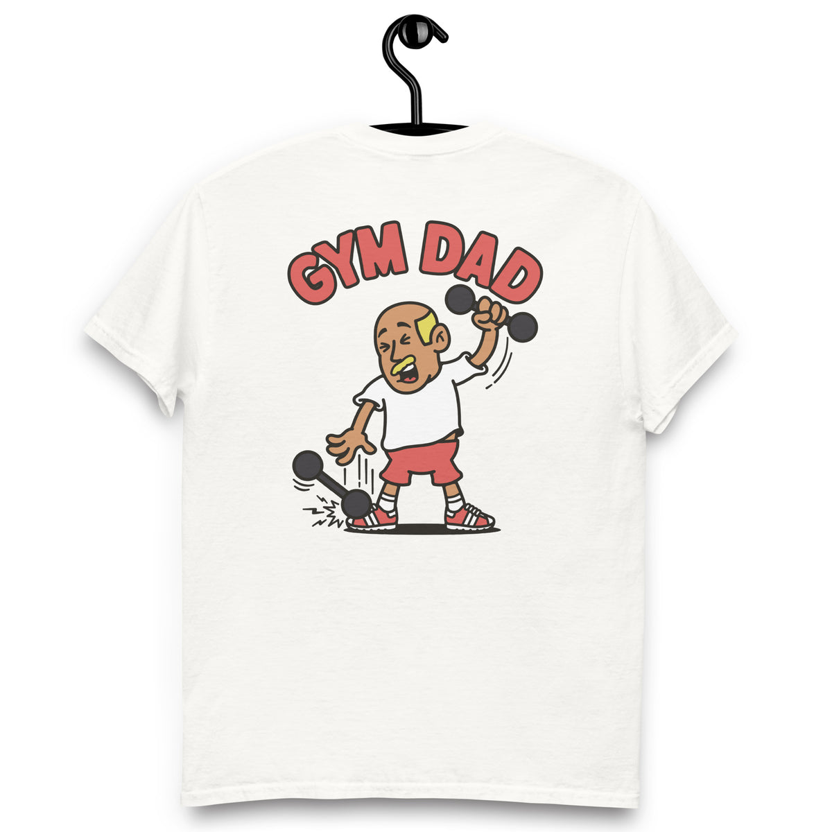 Gym Blond Hair Tan Skin Tone No-Glasses Bald Moustache Dad T-Shirt