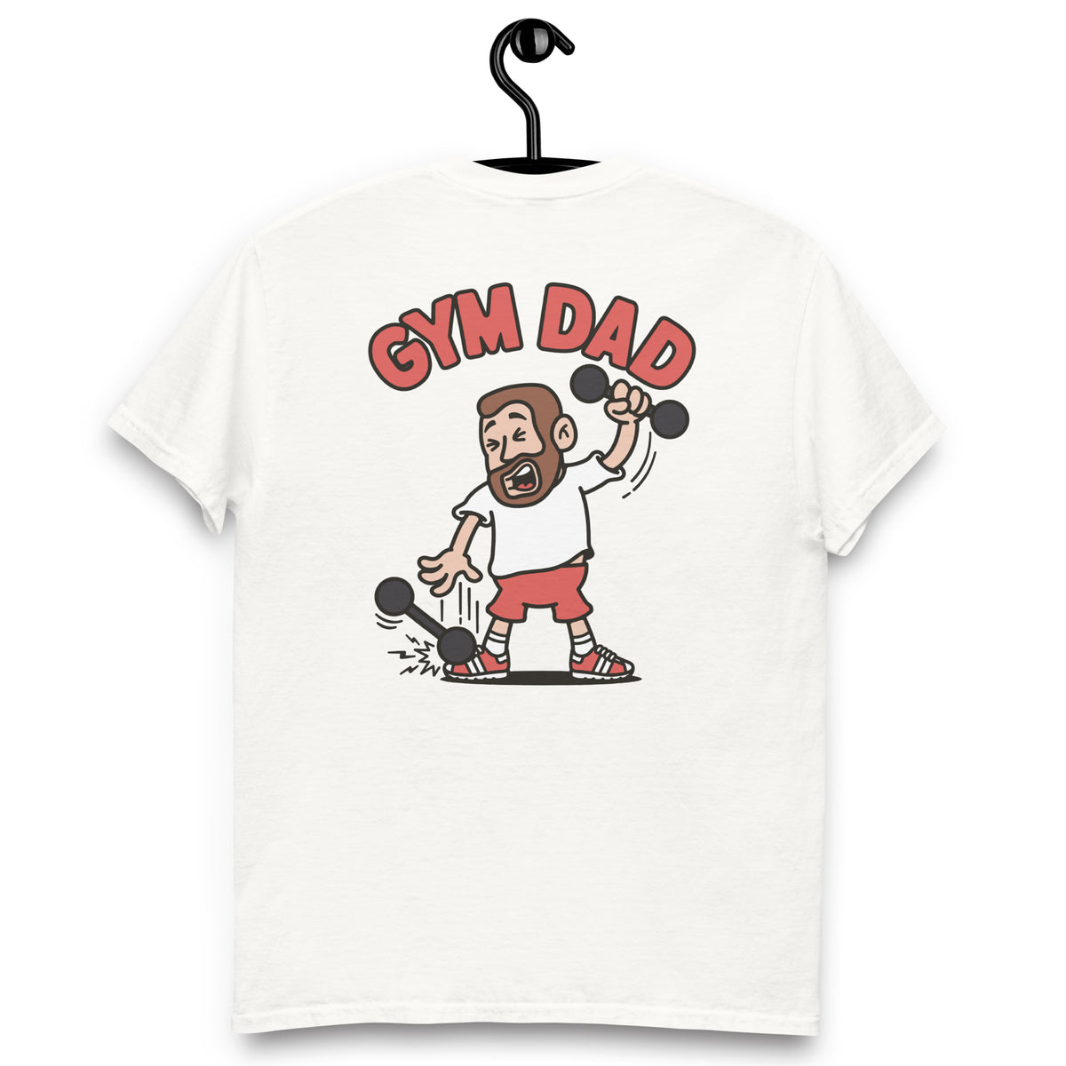 Gym Brown Hair Light Skin Tone No-Glasses Short Beard Dad T-Shirt