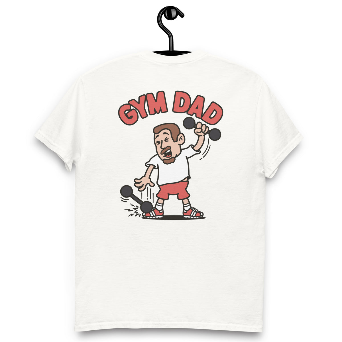 Gym Brown Hair Light Skin Tone No-Glasses Short Moustache & Chin Beard Dad T-Shirt