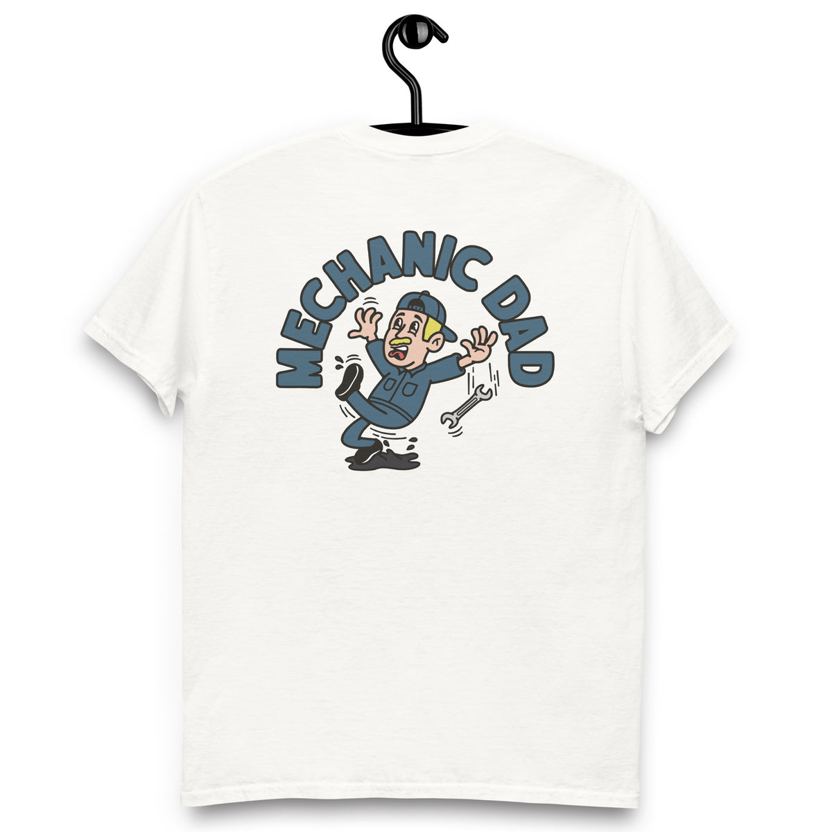 Mechanic Blond Hair Light Skin Tone No-Glasses Moustache Dad T-Shirt