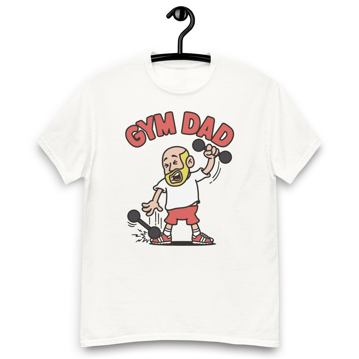 Gym Blond Hair Light Skin Tone No-Glasses Bald Beard Dad T-Shirt