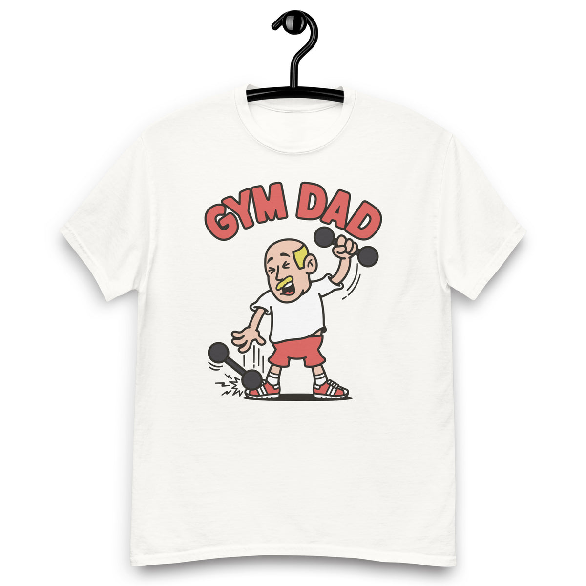 Gym Blond Hair Light Skin Tone No-Glasses Bald Moustache Dad T-Shirt