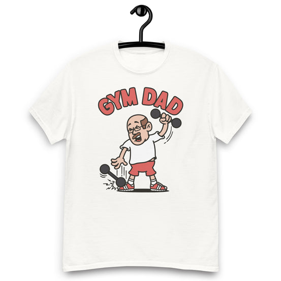 Gym Brown Hair Light Skin Tone Glasses Bald Moustache Dad T-Shirt