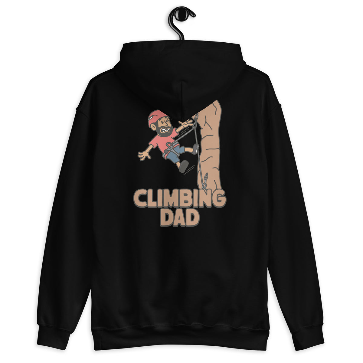 Climbing Black Hair Tan Skin Tone No-Glasses Beard Dad Hoodie