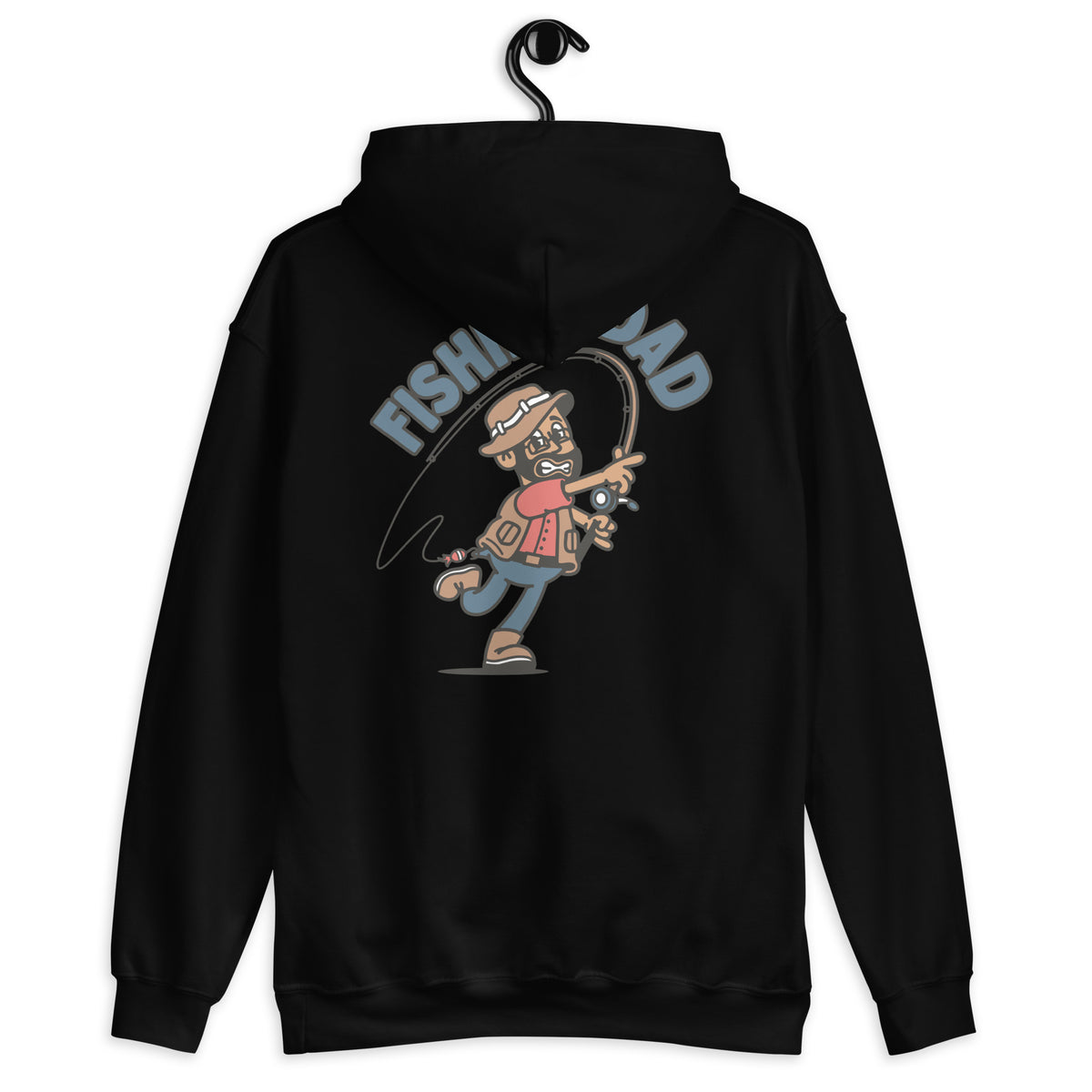 Fishing Black Hair Tan Skin Tone Glasses Beard Dad Hoodie