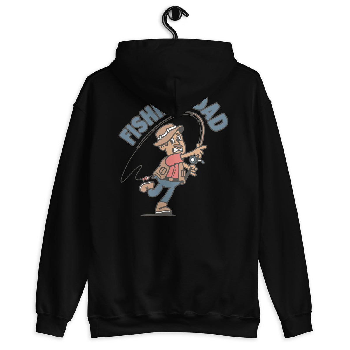 Fishing Brown Hair Tan Skin Tone No-Glasses Moustache Dad Hoodie