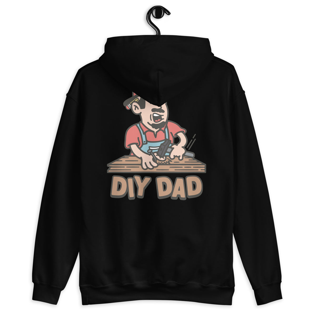 DIY Black Hair Light Skin Tone No-Glasses Moustache & Chin Beard Dad Hoodie