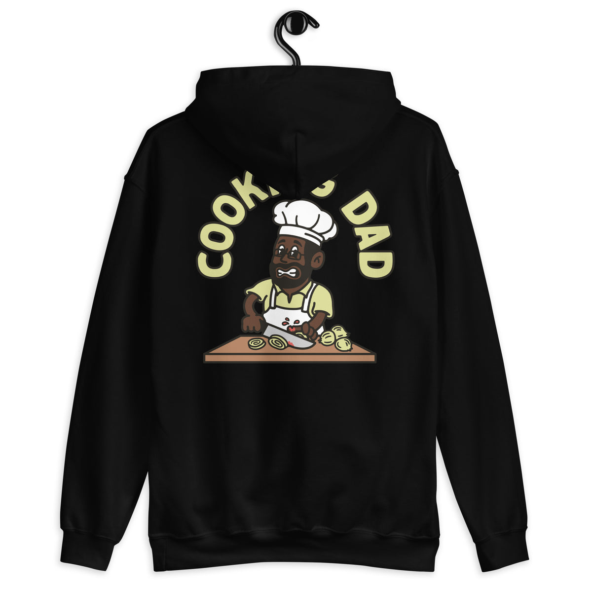 Cooking Black Hair Dark Skin Tone Glasses Beard Dad Hoodie