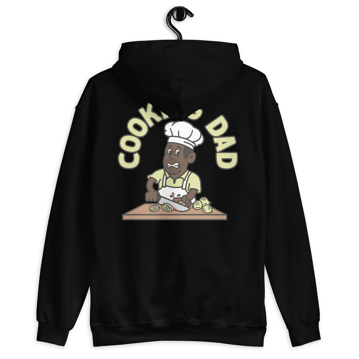 Cooking Black Hair Dark Skin Tone No-Glasses Stubble Dad Hoodie