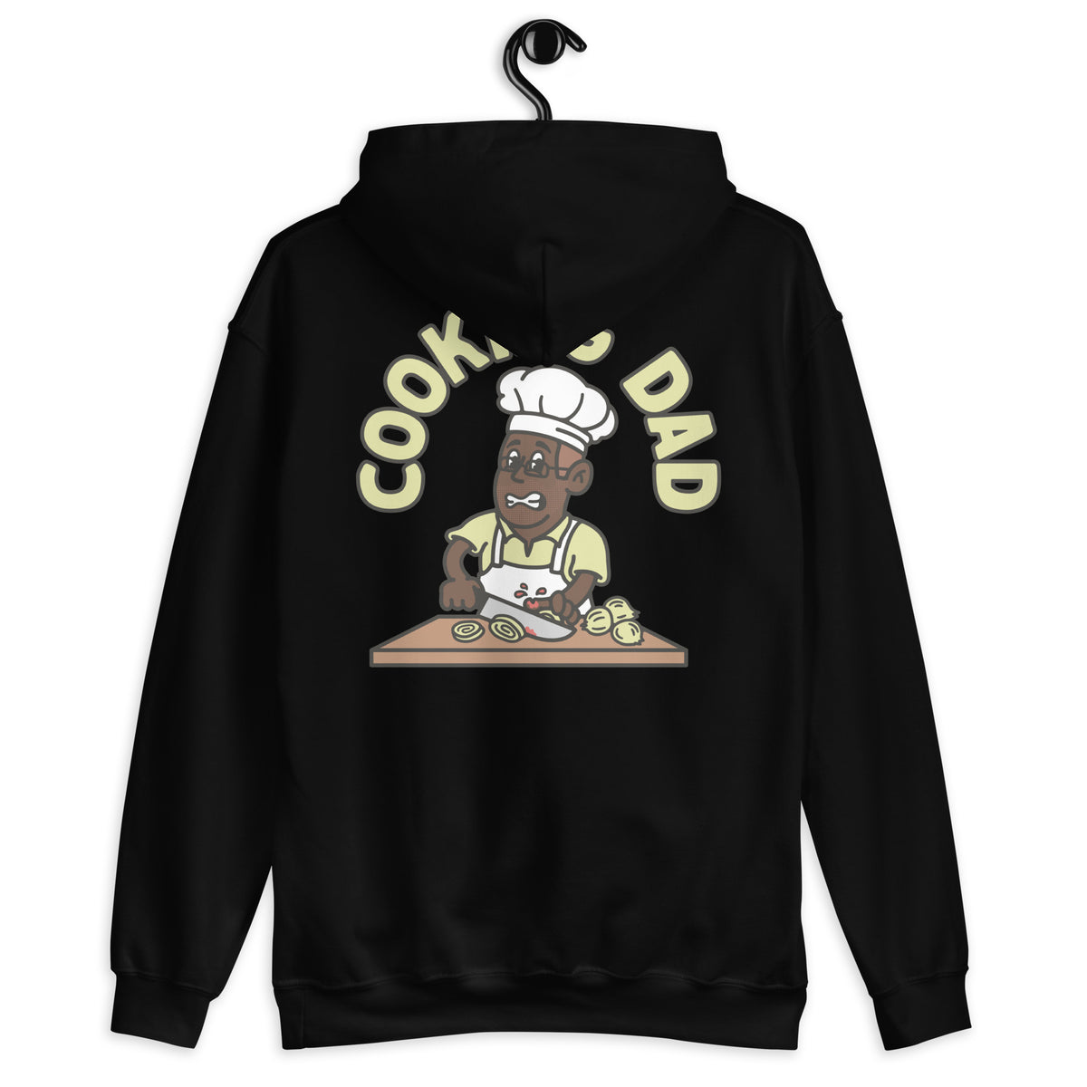 Cooking Brown Hair Dark Skin Tone Glasses Stubble Dad Hoodie
