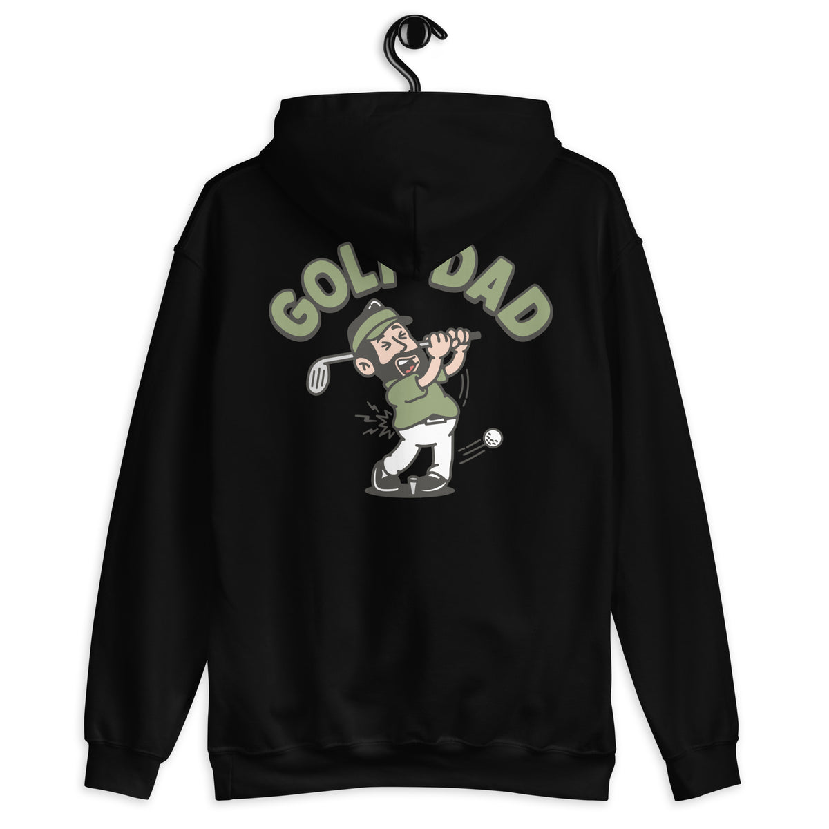 Golf Black Hair Light Skin Tone No-Glasses Beard Dad Hoodie