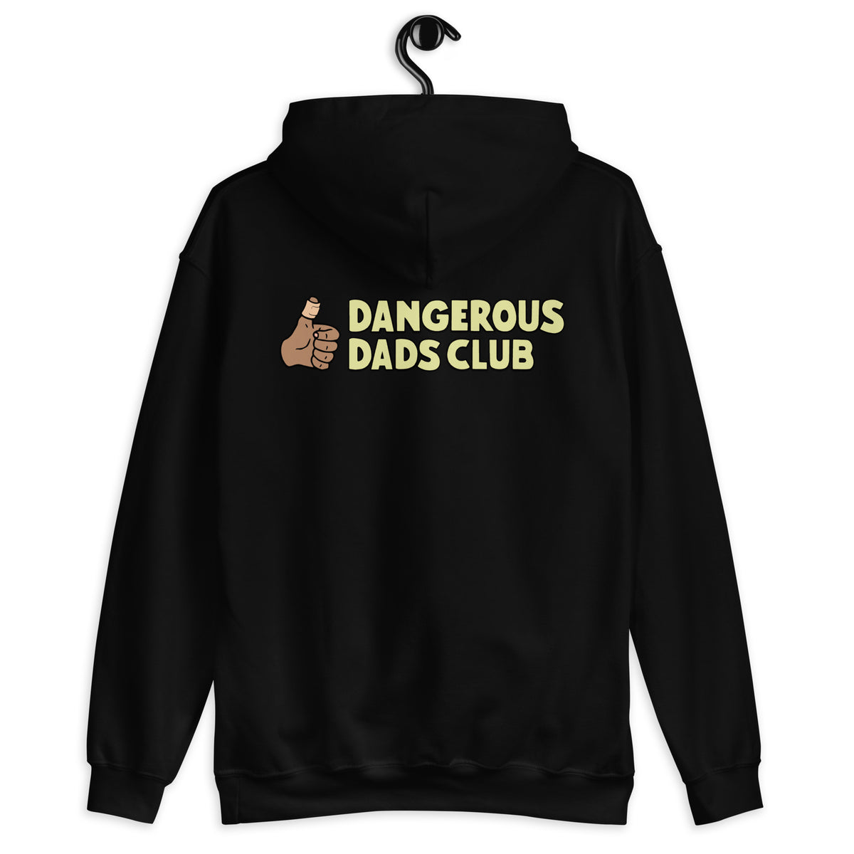 Dangerous Dads Club Hoodie - yellow logo with tan thumb
