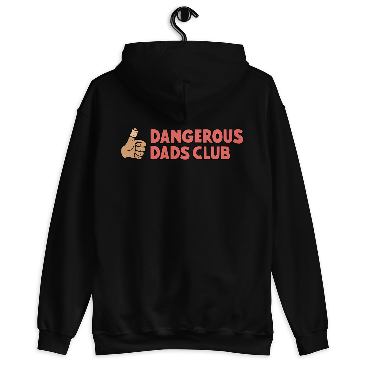 Dangerous Dads Club Hoodie - red logo with tan thumb