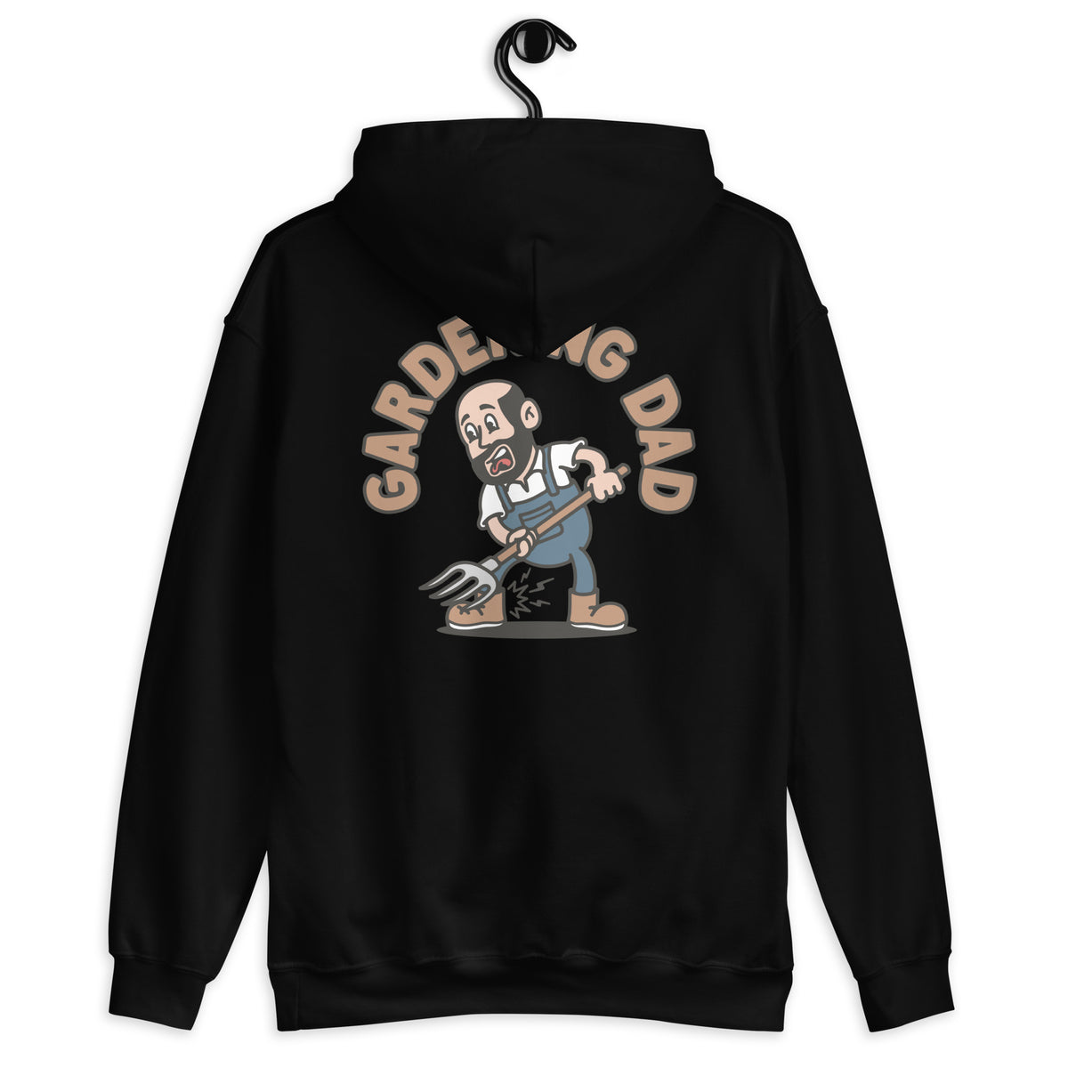 Gardening Black Hair Light Skin Tone No-Glasses Bald Beard Dad Hoodie