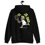 Tennis Blond Hair Dark Skin Tone Glasses Medium Moustache Dad Hoodie