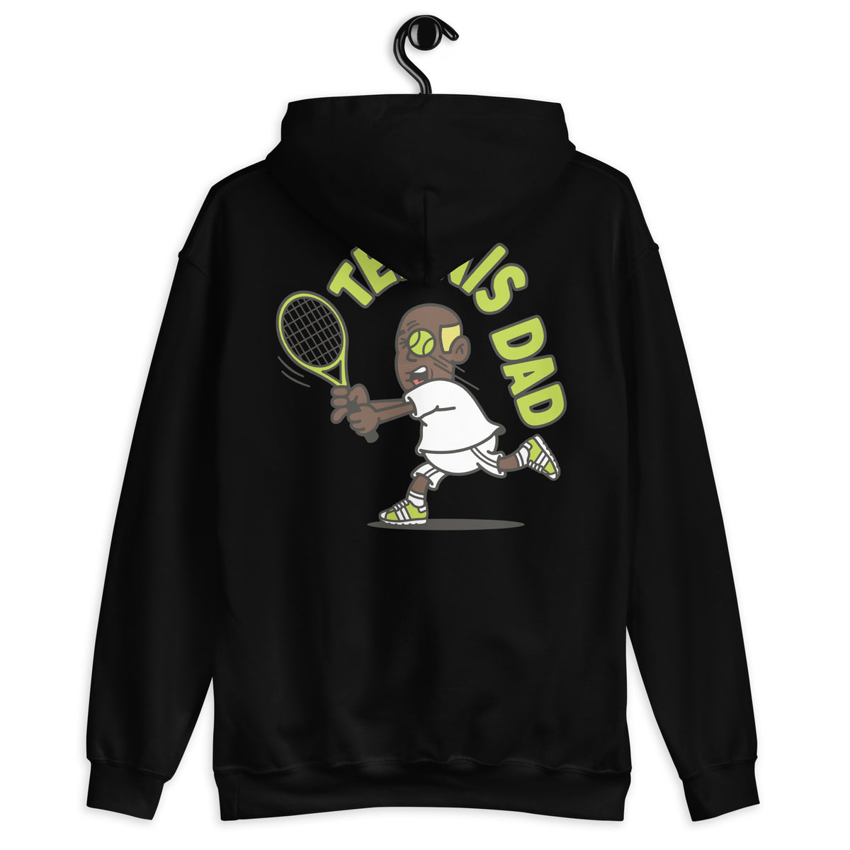 Tennis Blond Hair Dark Skin Tone No-Glasses Bald Stubble Dad Hoodie