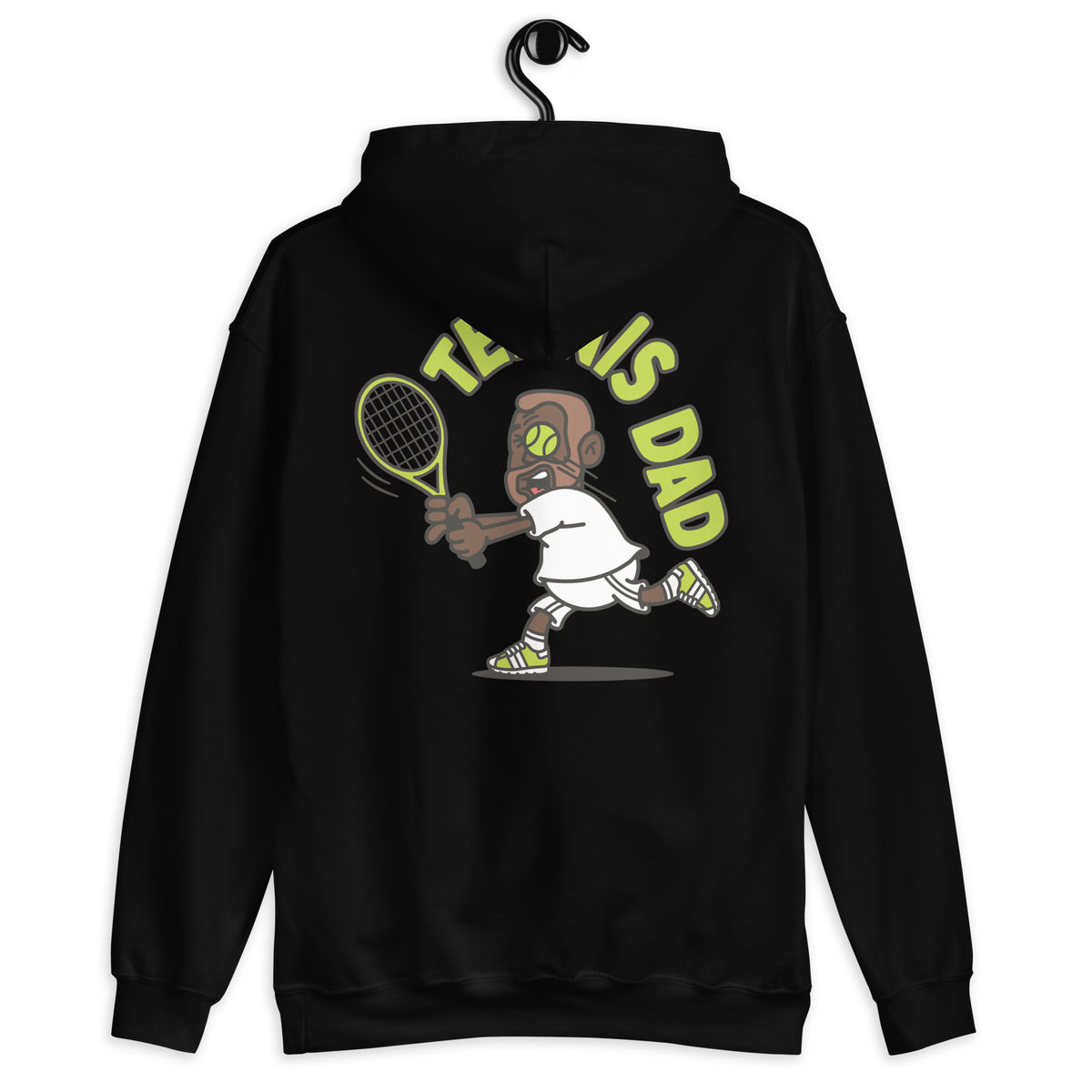 Tennis Brown Hair Dark Skin Tone No-Glasses Short Beard Dad Hoodie