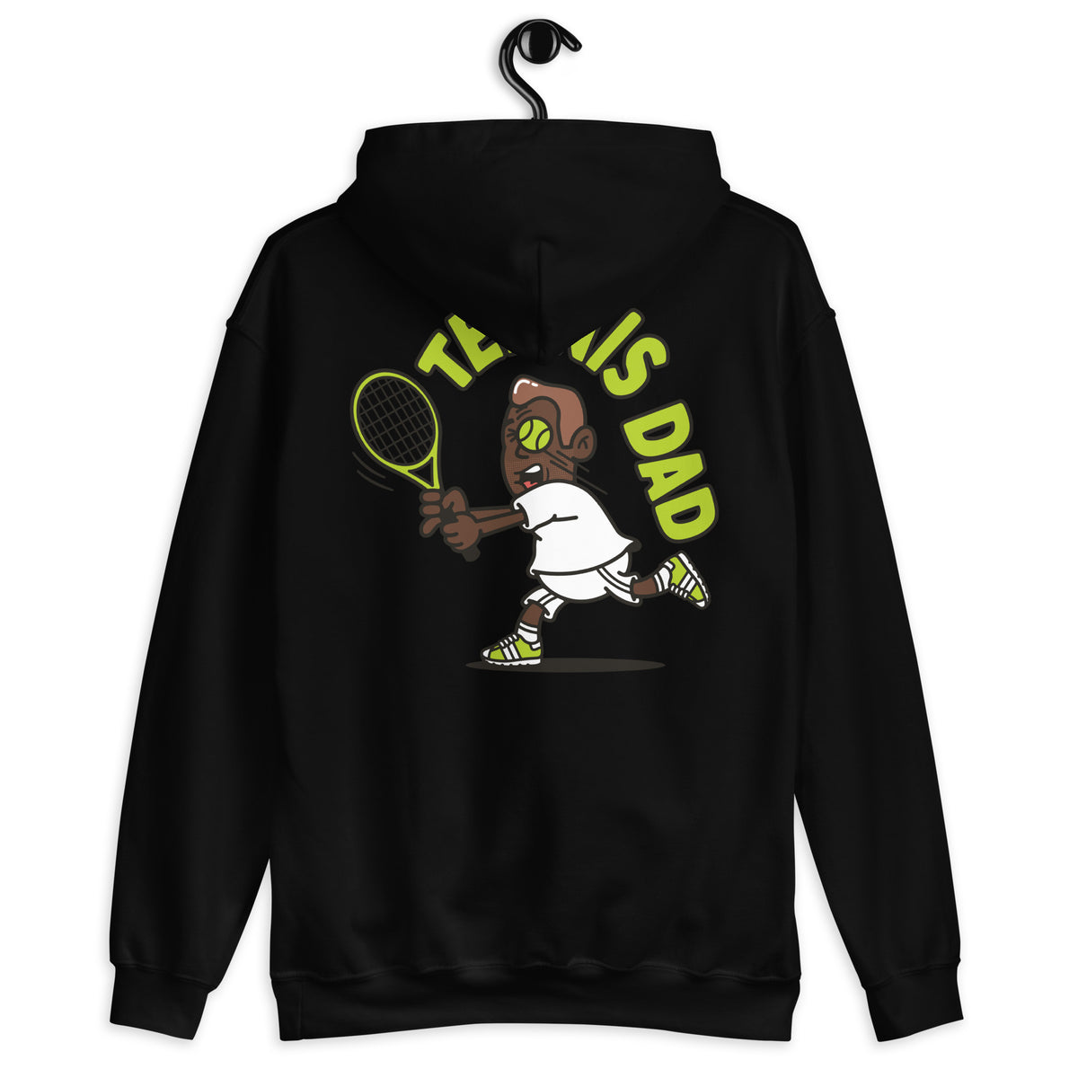 Tennis Brown Hair Dark Skin Tone No-Glasses Medium Stubble Dad Hoodie