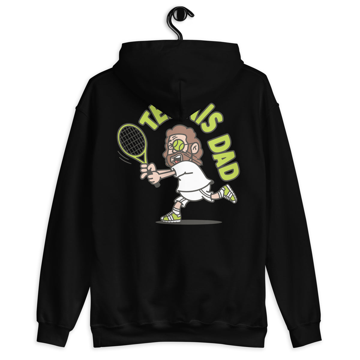 Tennis Brown Hair Light Skin Tone Glasses Long Beard Dad Hoodie