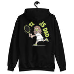 Tennis Brown Hair Light Skin Tone Glasses Long Moustache Dad Hoodie