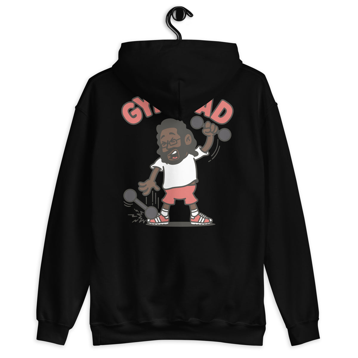 Gym Black Hair Dark Skin Tone Glasses Long Beard Dad Hoodie