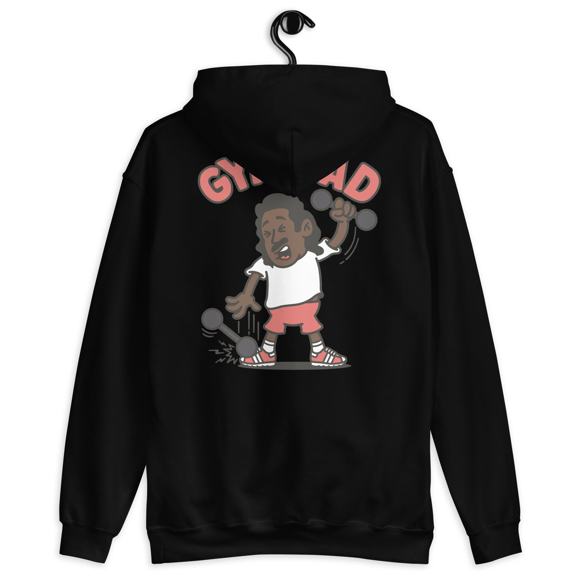 Gym Black Hair Dark Skin Tone No-Glasses Long Moustache Dad Hoodie