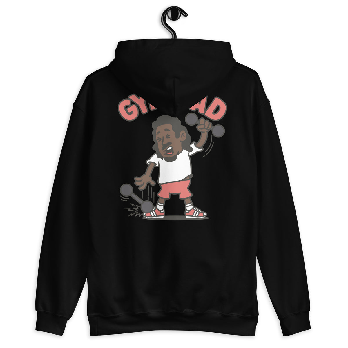 Gym Black Hair Dark Skin Tone No-Glasses Long Moustache & Chin Beard Dad Hoodie