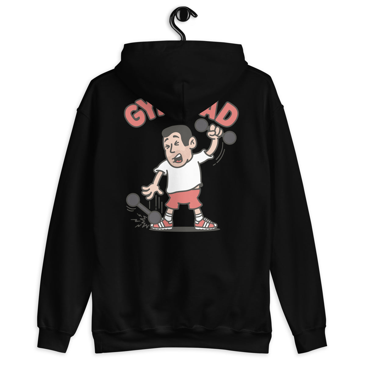 Gym Black Hair Light Skin Tone No-Glasses Short Stubble Dad Hoodie