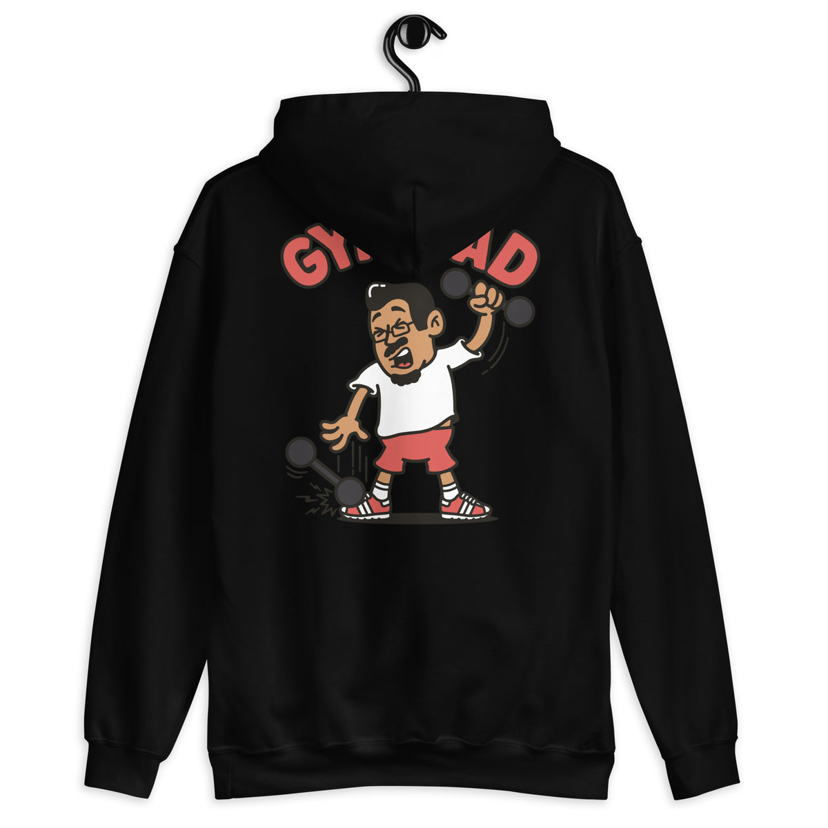 Gym Black Hair Tan Skin Tone Glasses Medium Moustache & Chin Beard Dad Hoodie