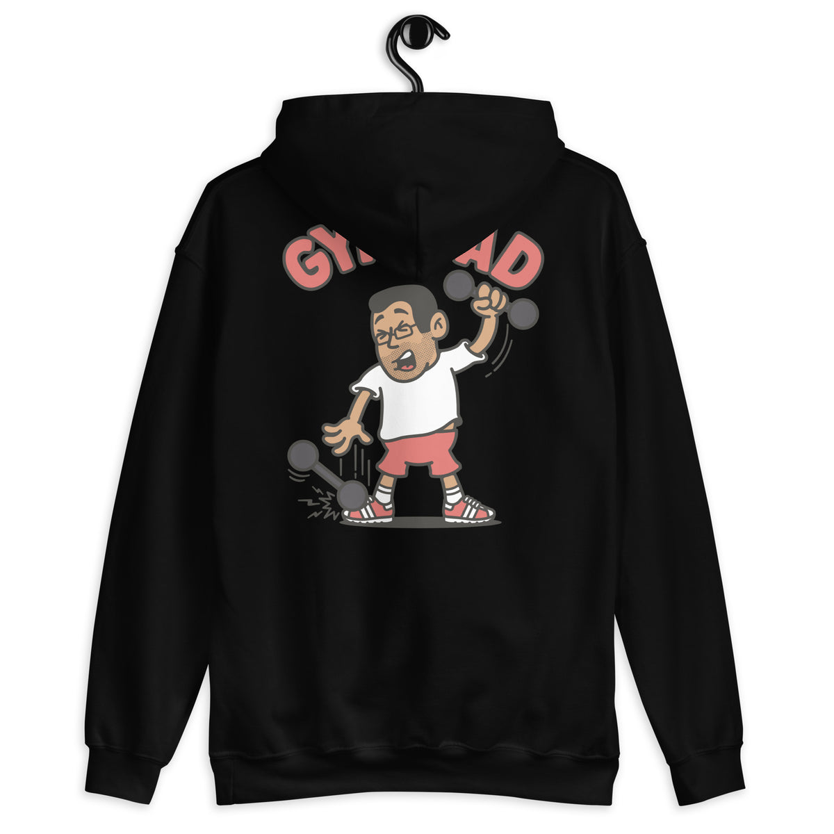 Gym Black Hair Tan Skin Tone Glasses Short Stubble Dad Hoodie