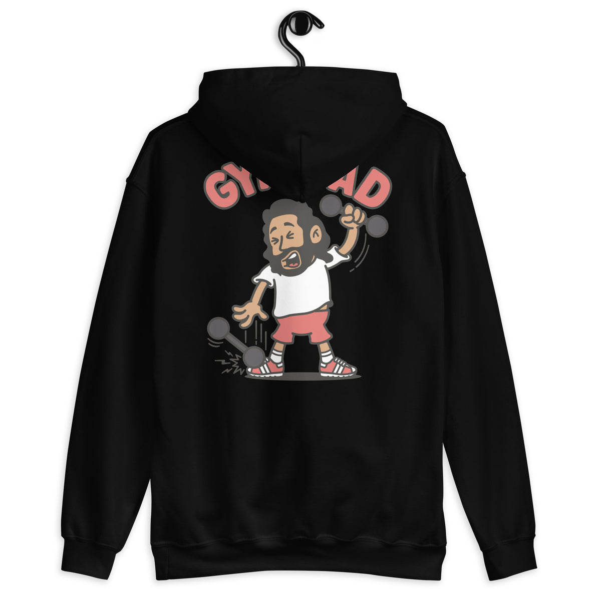 Gym Black Hair Tan Skin Tone No-Glasses Long Beard Dad Hoodie