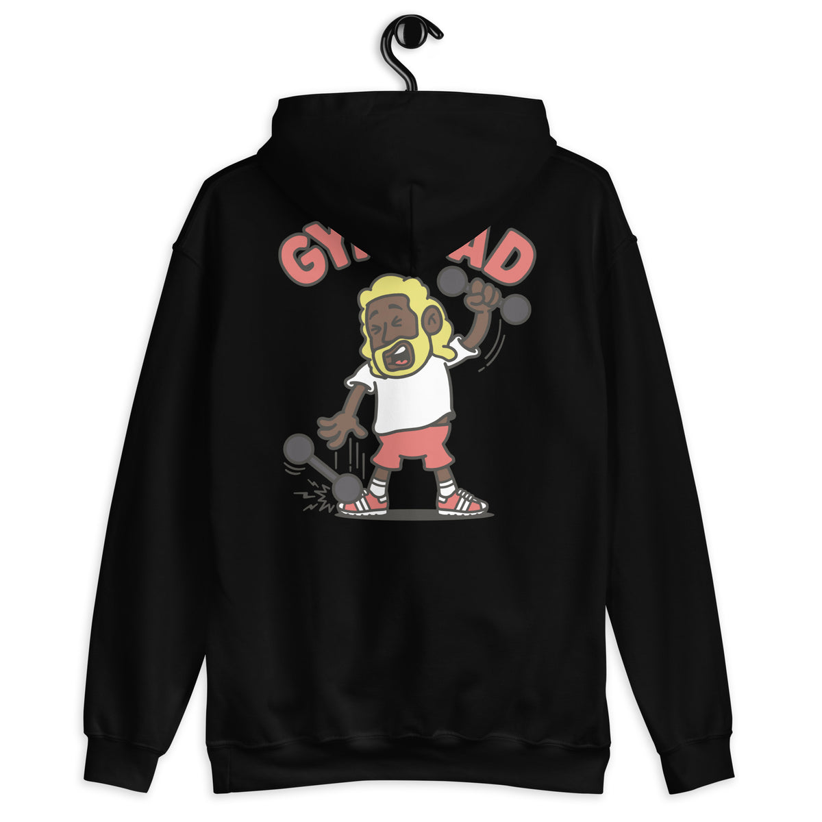 Gym Blond Hair Dark Skin Tone No-Glasses Long Beard Dad Hoodie