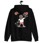 Gym Brown Hair Dark Skin Tone Glasses Bald Moustache Dad Hoodie