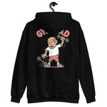 Gym Brown Hair Tan Skin Tone No-Glasses Bald Stubble Dad Hoodie