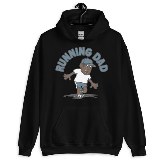Running Black Hair Dark Skin Tone No-Glasses Stubble Dad Hoodie