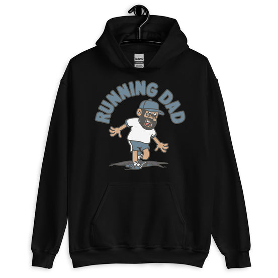 Running Black Hair Tan Skin Tone Glasses Beard Dad Hoodie