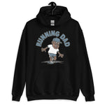 Running Brown Hair Dark Skin Tone No-Glasses Beard Dad Hoodie